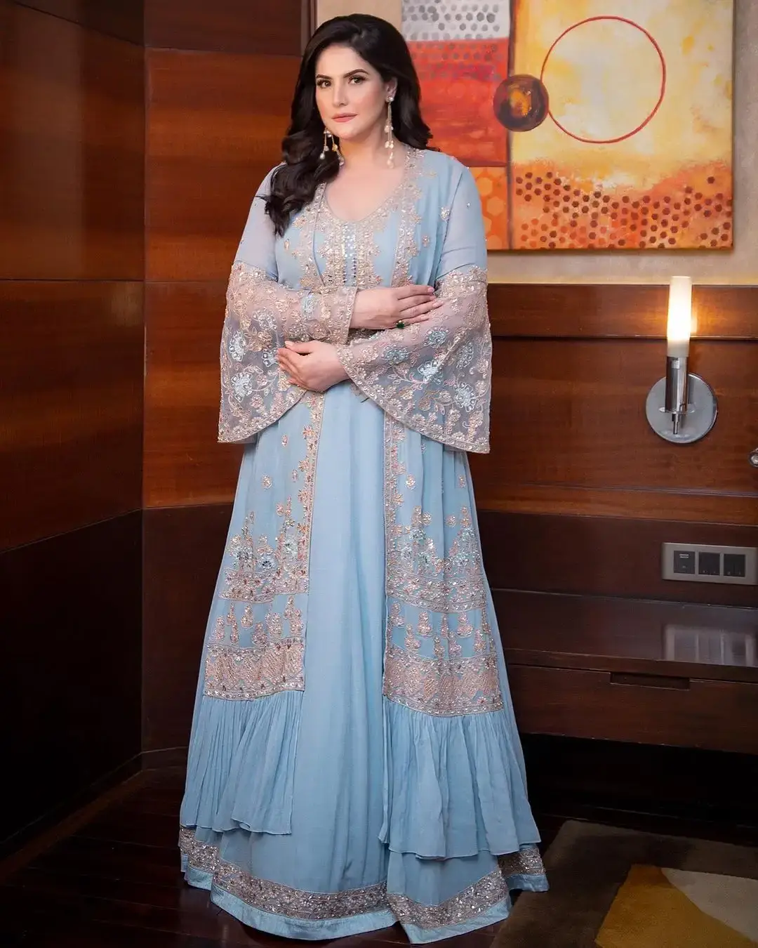 BOLLYWOOD ACTRESS ZAREEN KHAN IMAGES IN BLUE COLOUR GOWN 6